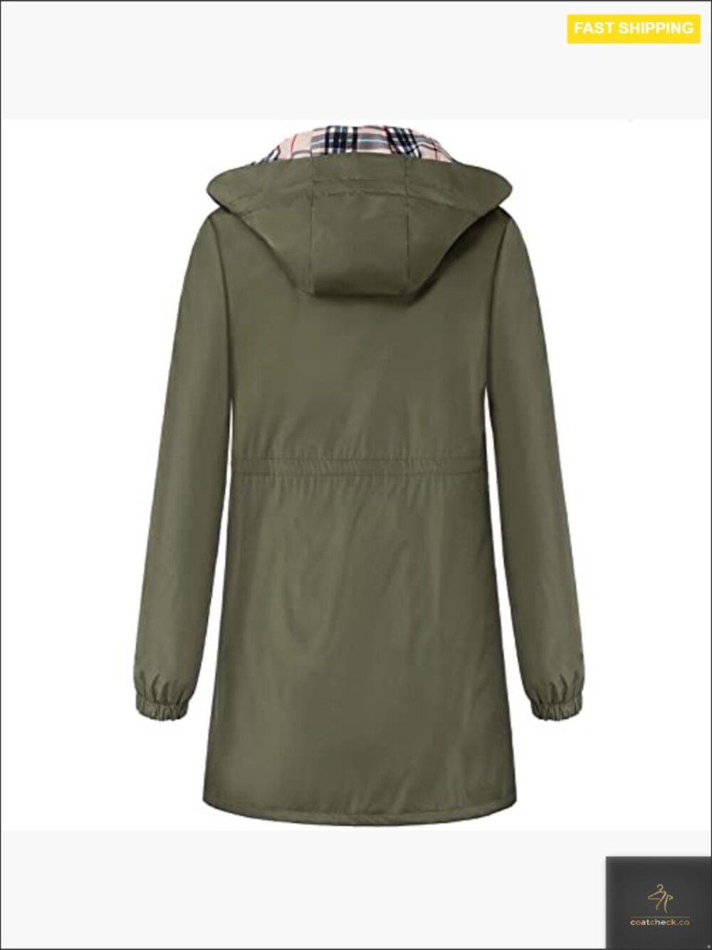 Waterproof Hooded Rain Jacket Lightweight Long Trench Coat Elastic Cuffs Zip - Picture 3 of 7